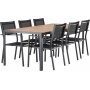 Pause spisestuesett med 6 Copacabana stoler - 205 x 90 cm - Sort/natur