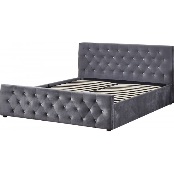 Sengeramme med oppbevaring 160 x 200 cm - Gr� fl�yel - Dubai