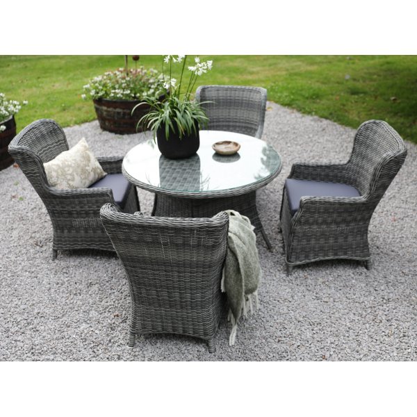 Jacksonville matgruppe i kunstrotting - Grå + Rengjøringsspray for utemøbler Jacksonville matgruppe i kunstrotting - Grå + Rengjøringsspray for utemøbler