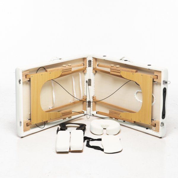 Massasjebenk med treben - 2 soner - Hvit