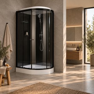 Dusjkabinett 120x80x215 cm Svart/Hvit - Artemis Dusjkabinett 120x80x215 cm Svart/Hvit - Artemis