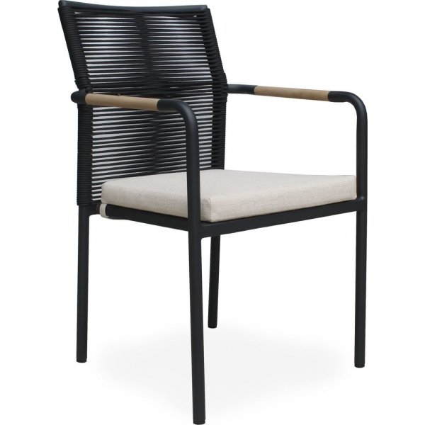 Skanr lenestol i svart tau - Sort/Teak