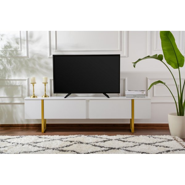 Serenity TV-stativ 180 cm - Hvit/gull