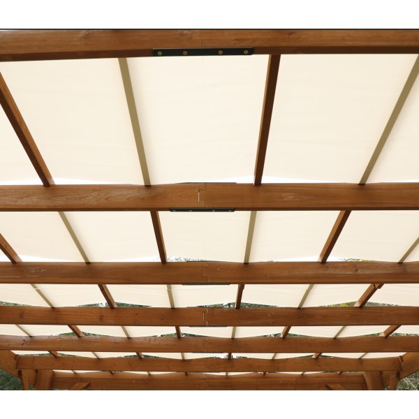 Trepergola i mørkebrun furu - Søyler og bjelker - 365x300 cm, høyde 215 cm Trepergola i mørkebrun furu - Søyler og bjelker - 365x300 cm, høyde 215 cm