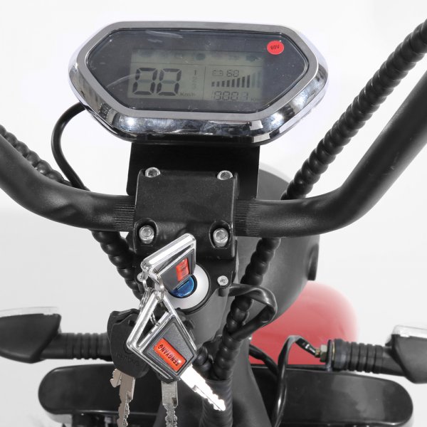 Elscooter Trehjuling - Rød 2000W + Lås kjede Elscooter Trehjuling - Rød 2000W + Lås kjede