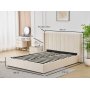 Sengeramme med hodegavl og oppbevaring 180 x 200 cm - Beige - Bianca