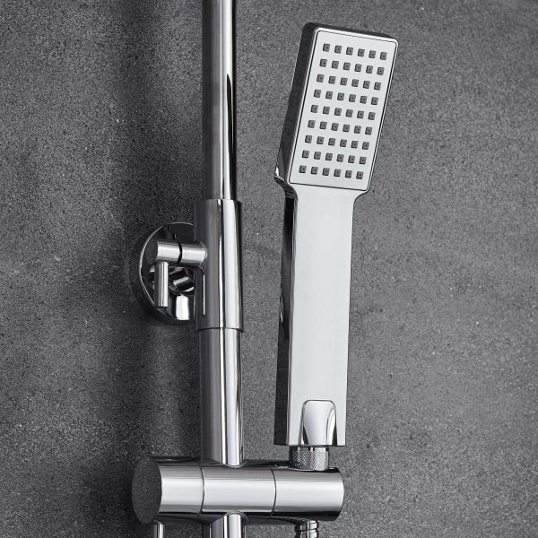 Komplett hodedusjsett med h�nddusj | H�yglanset rustfritt st�l
