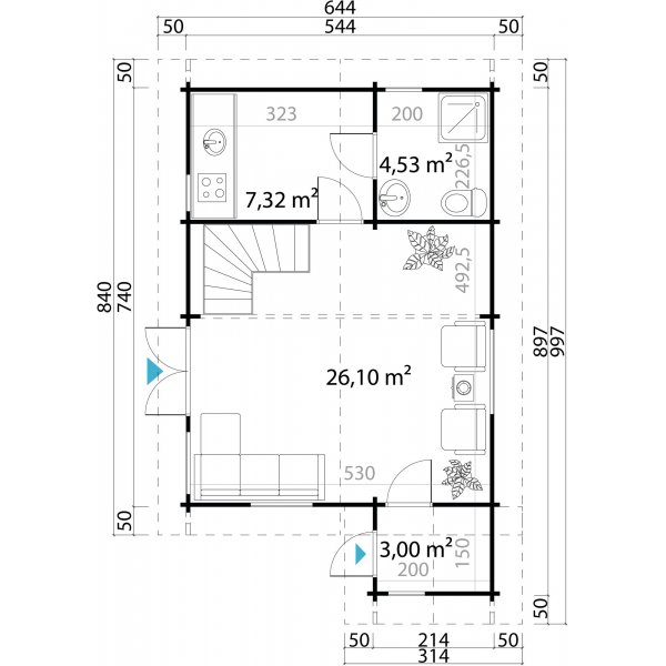 Feriehus Elliot C - 42,5 m² Feriehus Elliot C - 42,5 m²