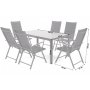 Utespisegruppe Ibiza bord 150cm + 6 stoler - Gr/mrkegr