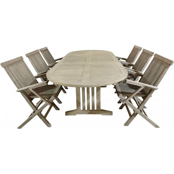 Salt ovalt spisebord i teak 180-240 cm butterfly - Gr teak