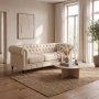 Sofa Chesterfield Cambridge Deluxe 225 cm - Lys gr� beige fl�yel