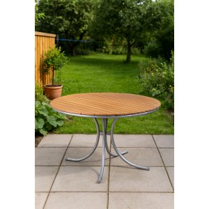 Möllan bord rundt Ø110 cm - Teak / Galvanisert stål Möllan bord rundt Ø110 cm - Teak / Galvanisert stål