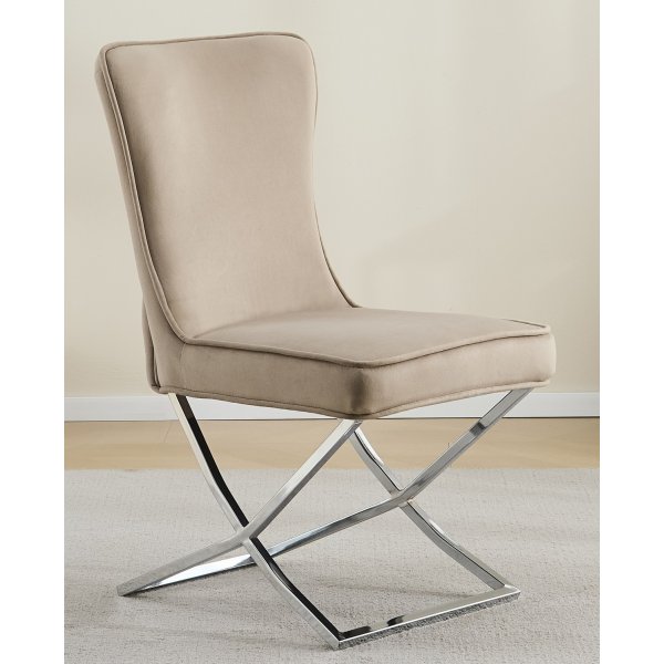 Stol med kromben - beige fl�yel - Luksus