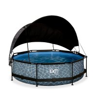 Basseng ø 300x76cm med solseil og filterpumpe - Grå Basseng ø 300x76cm med solseil og filterpumpe - Grå