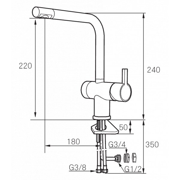 Mora Rexx K6 Med avstengingsventil for oppvaskmaskin Mora Rexx K6 Med avstengingsventil for oppvaskmaskin
