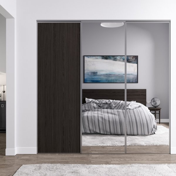 Venedig skyvedr for garderobeskap - 3 drer - Speil/Panel - Valgfri farge