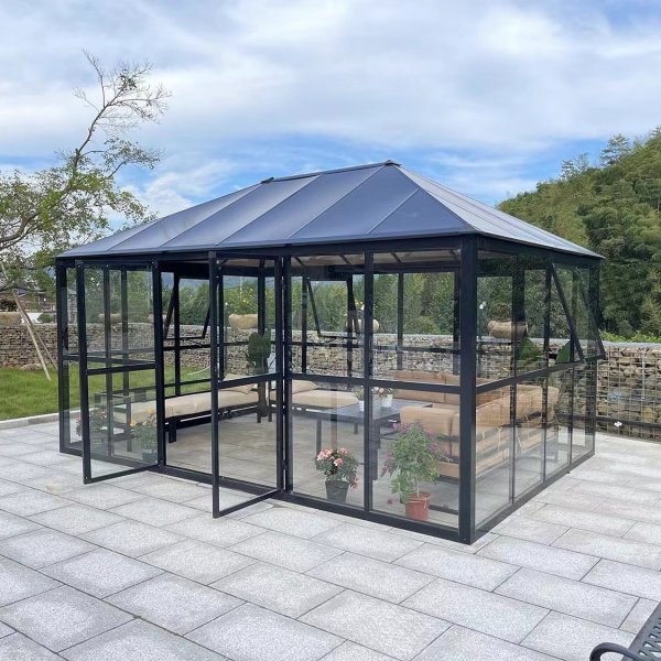 Drivhus Jupiter med herdet glass - 12,8 m + Drivhusrengjring