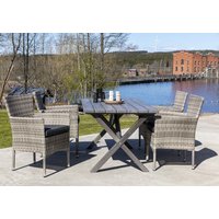 Scottsdale utespisegruppe med 4 stk lenestoler og spisebord 150 cm - Grå Scottsdale utespisegruppe med 4 stk lenestoler og spisebord 150 cm - Grå