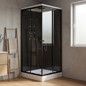 Dusjkabinett 90x90x215 cm | Svart/Hvit | Poseidon