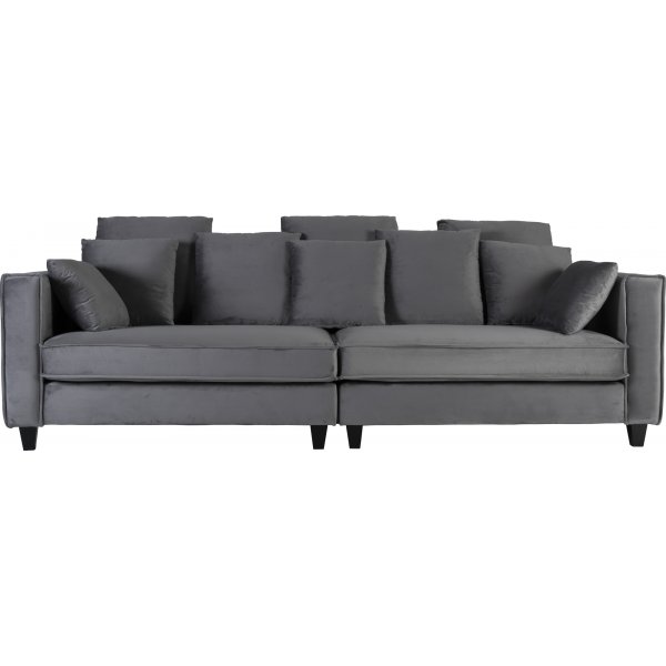 Sofa 250 cm bred mørkegrå fløyel 114 cm dyp Sofa 250 cm bred mørkegrå fløyel 114 cm dyp