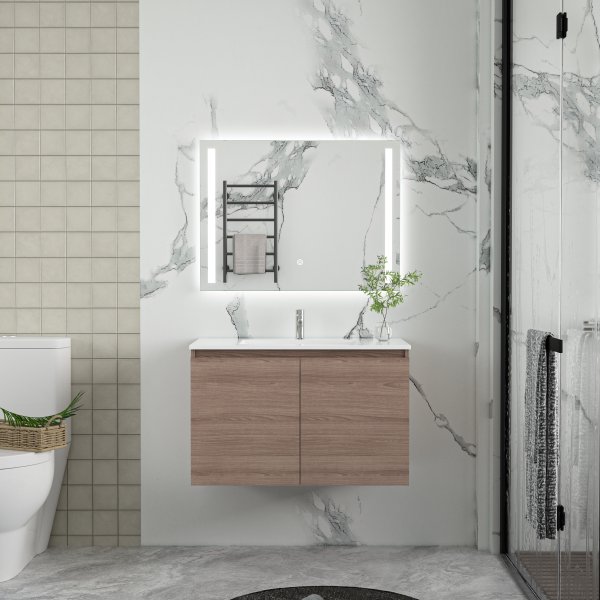 Baderomsmøbler Stockholm 80 cm - Mørk treimitasjon Baderomsmøbler Stockholm 80 cm - Mørk treimitasjon