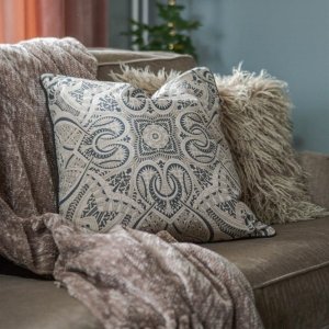 Putetrekk 50 x 50 cm Beige/Mørkeblå - Manja Putetrekk 50 x 50 cm Beige/Mørkeblå - Manja