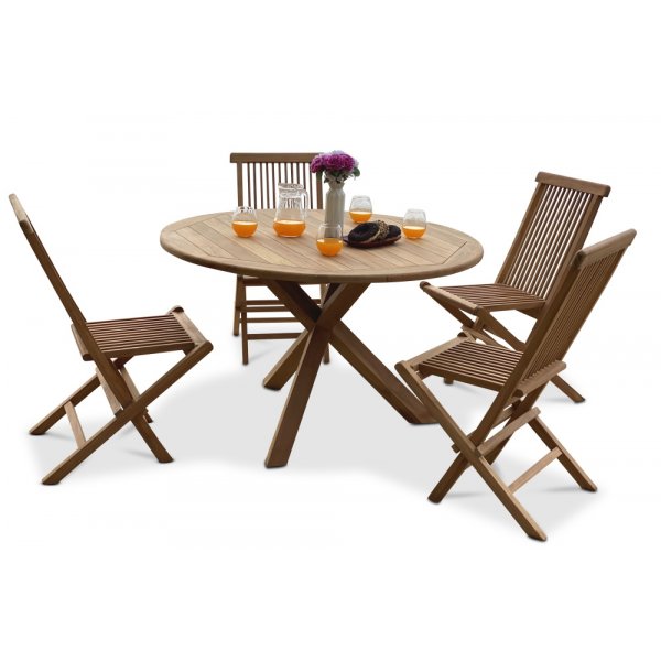 Salt� rundt spisebord i teak - 120 cm diameter