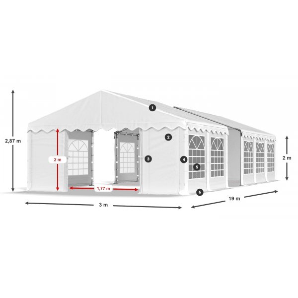 Partytelt Eco 1 i PE - 3 x 19 m
