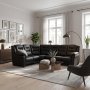 1 Hjørnesofa svart kunstskinn 5-seters - Beijing