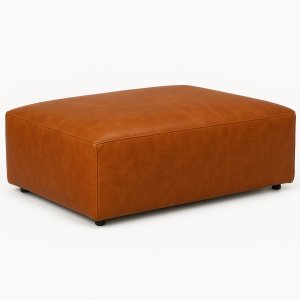 Madison skinnfotskammel - Cognac