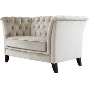 Lenestol i chesterfield beige fl�yel - Milton