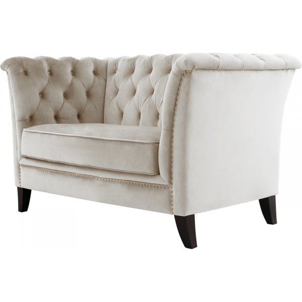 Lenestol i chesterfield beige fl�yel - Milton
