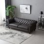 Sofa Chesterfield 3-seter 219 cm - m�rkebrun PU