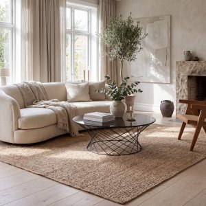 Salongbord Furuborg �100 cm - glass og svart st�l