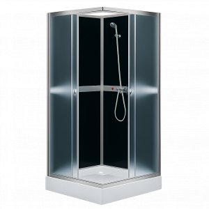 Dusjkabinett 80�80x195 cm | Hvit bakside glass og aluminiumsprofil | Liris