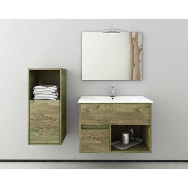 Møbelpakke Sorrento 75 - Naturfarget med speil- & sideskap Møbelpakke Sorrento 75 - Naturfarget med speil- & sideskap