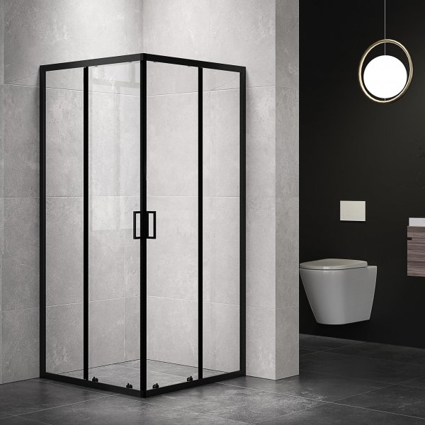 Dusjkabinett 80x190cm | Skyvedr | Moderne design | Svart