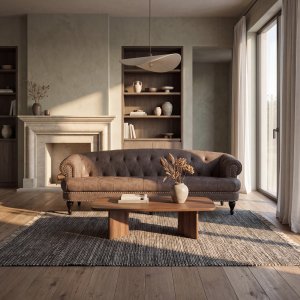 Chesterfield sofa 3-seter brun vintage 225 cm bred Chesterfield sofa 3-seter brun vintage 225 cm bred