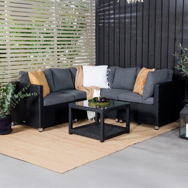 Loungesett Svart/Gr� puter 200x200 - Vamos