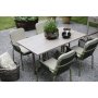 Spisegruppe Salt gr teak: Klaffbord inkl. 4 stk. grnne Lincoln-karmstoler
