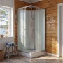 Dusjkabinett 80�80x205 cm | Hvitt glass og helt lukket | Aether