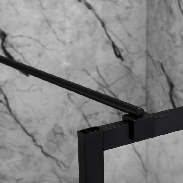 Dusjvegg 80x210 cm | 6 mm sikkerhetsglass | Svarte profiler