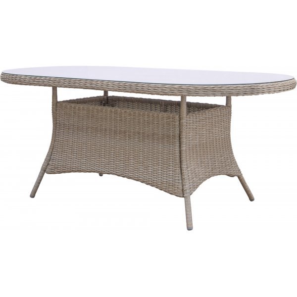 Utendørs spisegruppe - Menton & Majken | Naturfarget syntetisk rotting | 6 stabelbare stoler Utendørs spisegruppe - Menton & Majken | Naturfarget syntetisk rotting | 6 stabelbare stoler