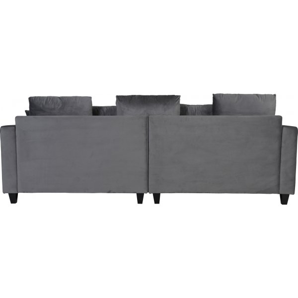 Sofa 250 cm bred m�rkegr� fl�yel 114 cm dyp