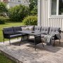 Hj�rnesofa svart med gr� puter - Berlin + M�belpleie