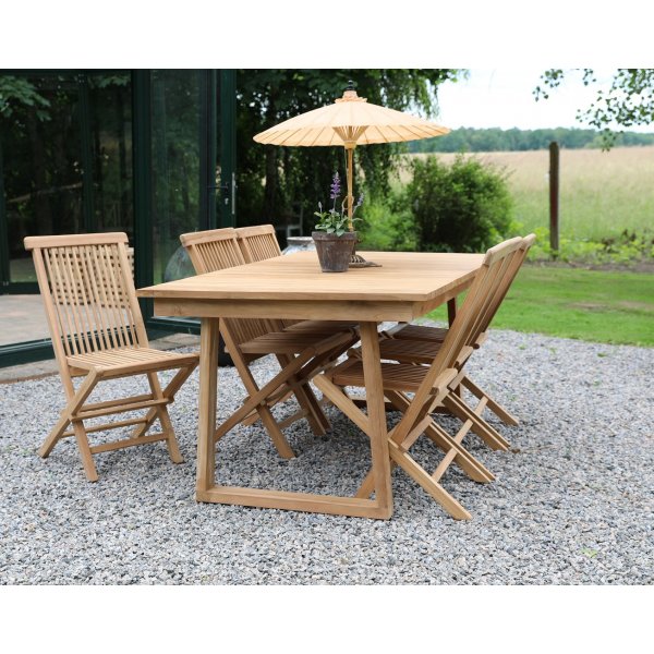 Saltö uteservering spisebord 180x100 cm med 6 Saltö spisestoler - Teak Saltö uteservering spisebord 180x100 cm med 6 Saltö spisestoler - Teak