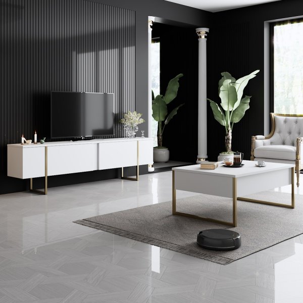 Lux sofabord 90 x 60 cm - Hvit/gull Lux sofabord 90 x 60 cm - Hvit/gull