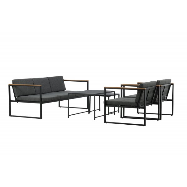Loungegruppe Svart ramme Gr� puter med bord - Dakar