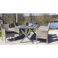 Scottsdale utespisegruppe med 6 stk lenestoler og spisebord 190 cm - Grå Scottsdale utespisegruppe med 6 stk lenestoler og spisebord 190 cm - Grå