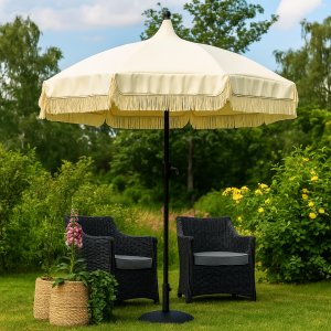 Parasoll - Sirkus | med dusker | Ø270 cm | Beige Parasoll - Sirkus | med dusker | Ø270 cm | Beige